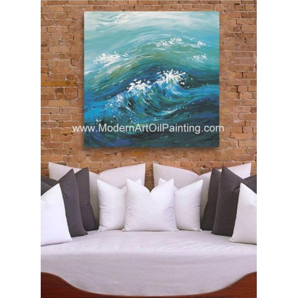 Contemporary Abstract Handmade Art Painting Sea Wave, Strectched Canvas Wall Art
