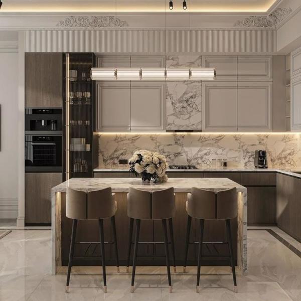 Diseño personalizado completo gabinetes de cocina de madera maciza tablero de partículas de la isla muebles de cocina de la carcasa