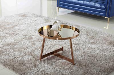 Interior Stainless Steel Shining Coffee Table Round Rose Gold Living Room Furniture