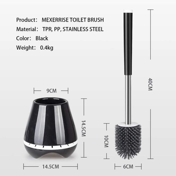 4,5 escova de limpeza macia 0.4g do toalete do silicone do preto da cerda de *6.5  *18”