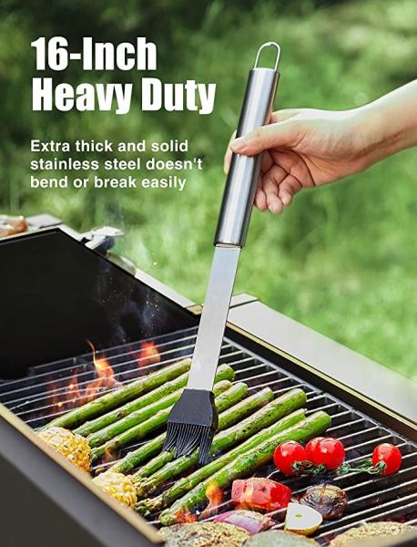 OCPO Kitchen BBQ Grill Supplies 16 Inch Men Women Stainless Steel BBQ Utensils