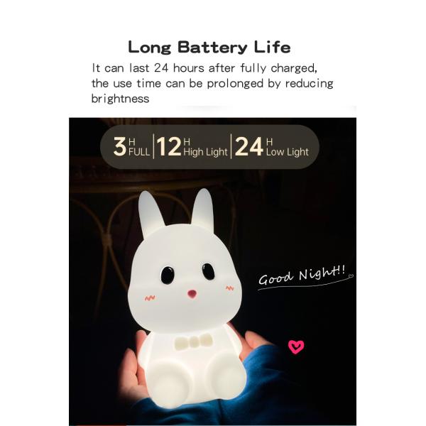 Controle de toque Custom Casa Decorativa Luz luminosa Coelhos Lâmpada Animal Luz noturna LED