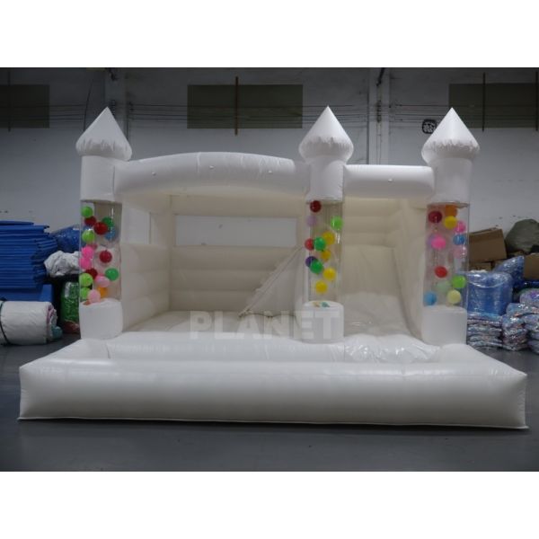 Luxury White Inflatable Combo Bounce House Slide for Backyard