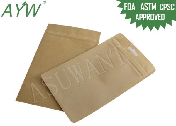 One Side Clear Small Kraft Paper Bags For Areca Nut , OEM Kraft Stand Up Pouches With Window