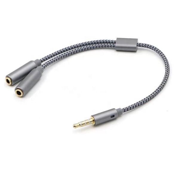 1 Input to 2 Output Y Shape 3.5mm AUX Stereo Audio Mic Headphone Splitter Adapter Cable
