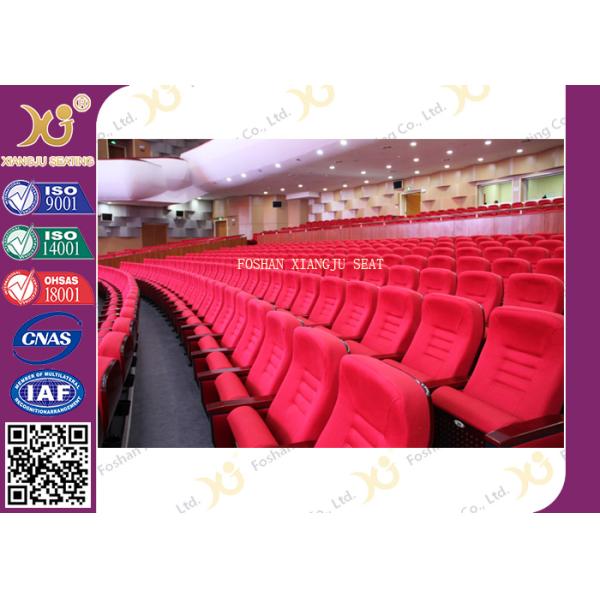 Aluminum Alloy plywood cover leather Auditorium Chairs with ABS Tablet 360° Turning