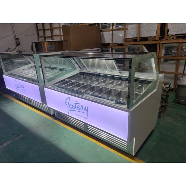 Italian Large Gelato Ice Cream Display Freezer Single Temperature Air Cooled
