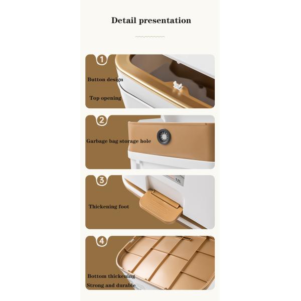 Household Press Pedal Double Open Kitchen Bedroom Indoor Plastic Trash Bin Recycling Bin Waste Bin