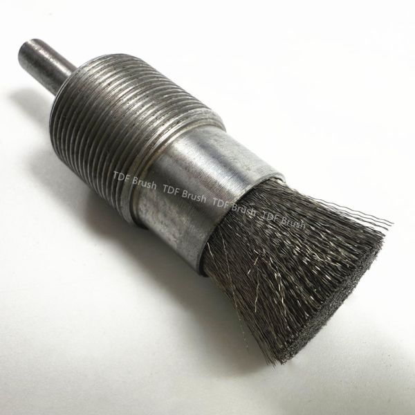 Premium Stainless Steel Crimped Wire End Brush with Shank - Industrial Deburring, Rust & Coating Removal Tool