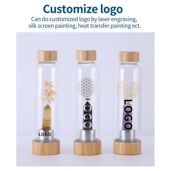 Glass Water Bottle WITH LID for Healing Energy Crystal Bpa Free Gift Set