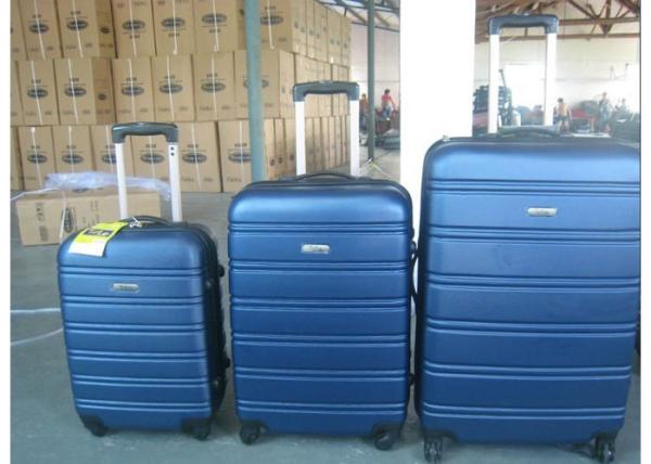ABS 3 Piece Luggage Set 4 Wheels 1 Zipper Framed With Silver Iron Trolley