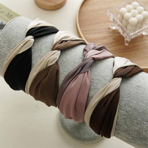GLH003 Cross color girls womens fabric hair elastic stretch headbands accessories satin headband with bow