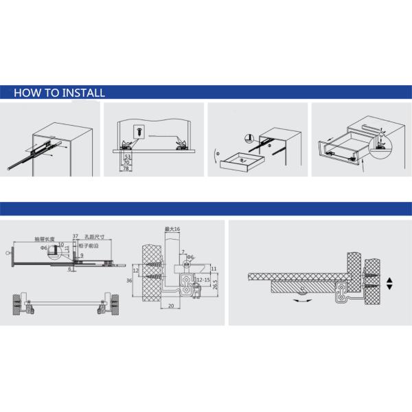 Modern Style V6 Undermount Drawer Slides Soft Close Loading Capacity 30kg for Kitchen