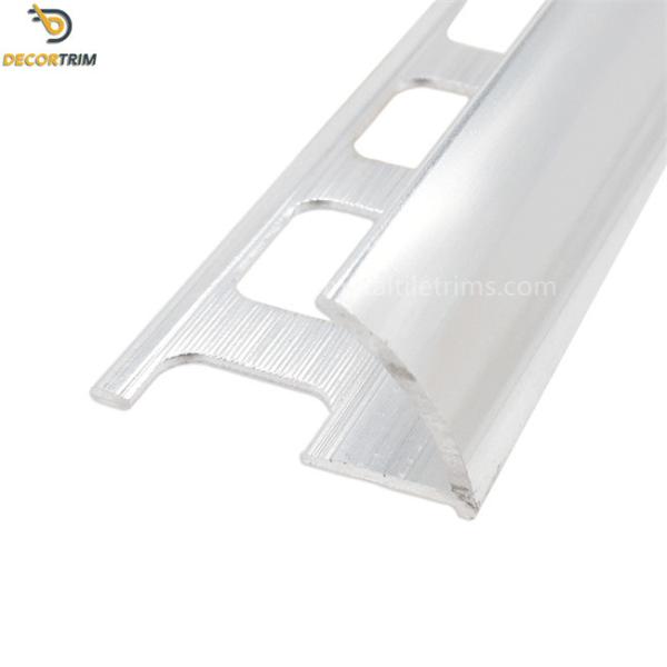 Polish Silver 12mm Tile Edge Trim , Aluminium 6063 Round Edge Metal Tile Trim