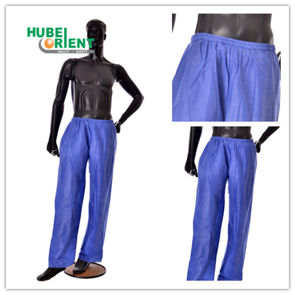 Dark Blue Disposable Hospital Trousers Non Sterile SMS Polypropylene With CE ISO13485 Certification