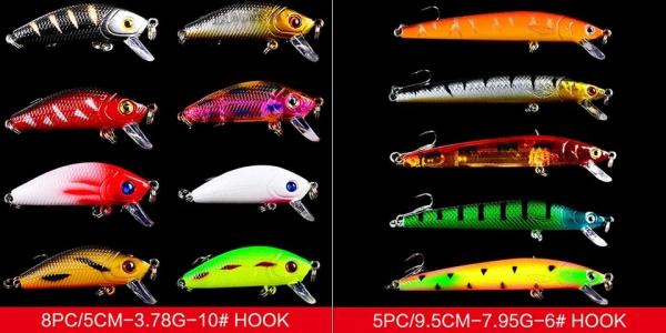 43pcs Fishing Lure Kit Bass Fishing Lure Minnow Hard Pencil Lure Floating Carp Fishing