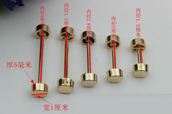 DIY bag accessories all kinds of size gunmetal color metal light gold dumbbell barbell rivet stud for bags