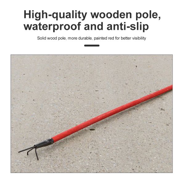 1.8m Wooden Fire Rescue Hook Heavy Duty Metal Fire Hook Wooden Pole Fire Fighting Hook for Fire Site Rescue and Debris Cleaning