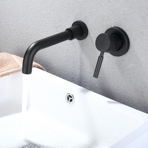 Basin Faucet Waterfall Single Hole Cold Hot Water Tap Black Brass Wall Mixer Tap