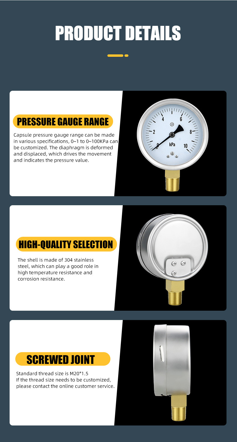 100mm Radial Connected Manometer for Precise Pressure Monitoring in Industrial Settings