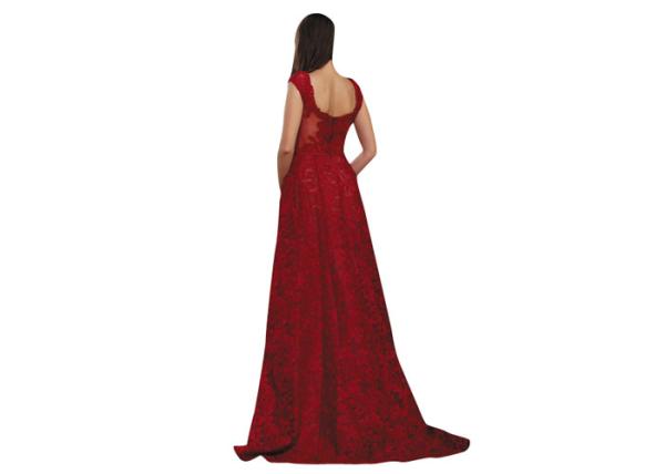 Big Red Color Tapestry Muslim Evening Dress Vintage Style Evening Gowns