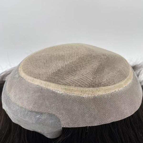 Mens Toupee Human Hair Replacement System Silk Top Remy Hairpiece 1B#
