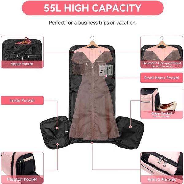 Unisex Sport Duffel Handbag Carry On Duffle Garment Bag With Shoe Compartment
