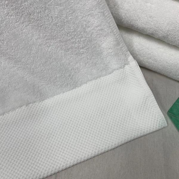 Satin Border Plain Woven Cotton Hand Face Bath Towel Sets For 5 Star Hotel