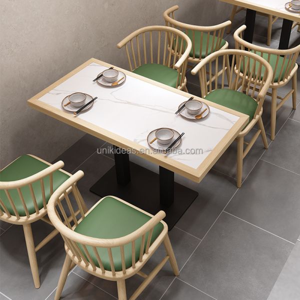 Hot Sale Commercial Cafe Restaurant Furniture Tea House Coffee Shop Wood Booth Seating Table and Chair Set for Hotel Bistro