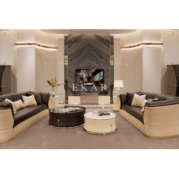 Modern Luxury Italian Leather Living Room 7 Seater Sofa Set For Villa