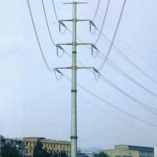220KV Single Loop Polygonal Pole Electric Angle Turn Steel Poles 345Mpa