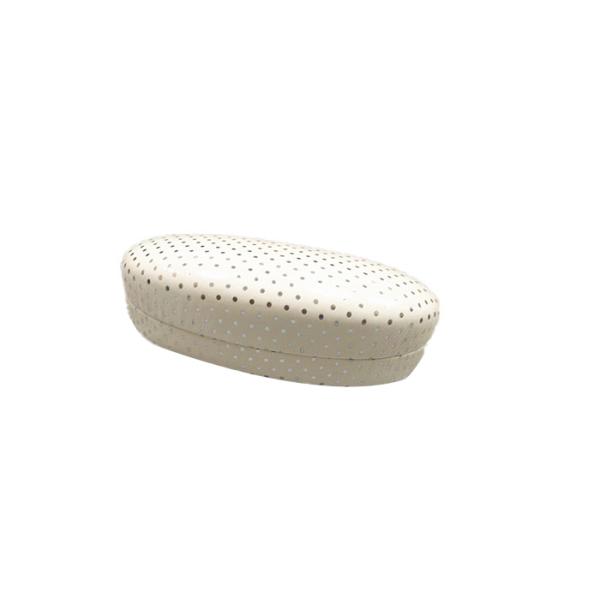 White PU Custom Sunglass Case With Silver Small Dot Hard Sunglasses Case