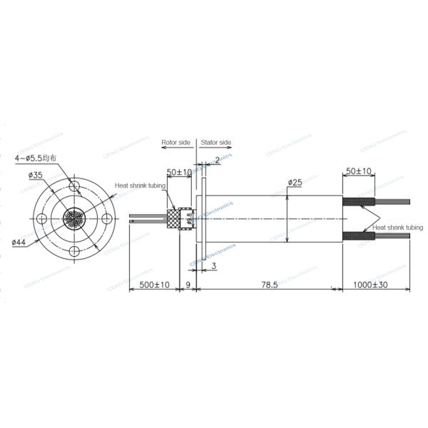 Miniature 250rpm Ethernet Slip Ring Capsule Electrical Collector