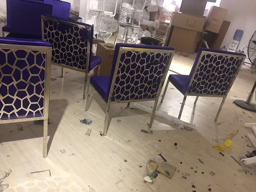 Leisure Golden Stainless Steel Velvet covered Dining Chair upholstered