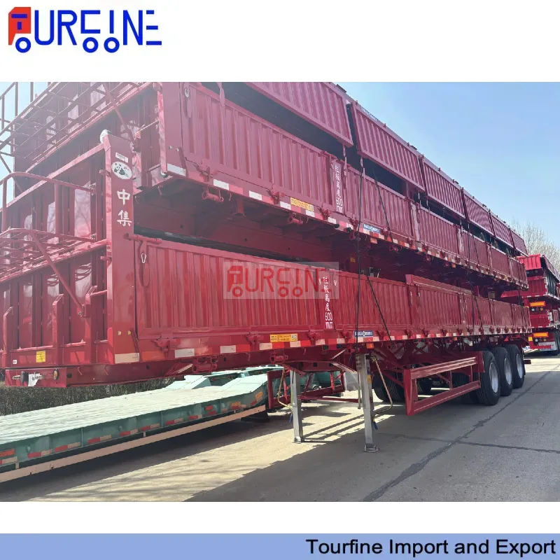 60 Ton Side Wall Semi Trailer 4 Axle for Container and General Cargo Transport