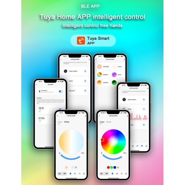 9W A60 LED Tuya Music Wifi Smart Light Bulb APP Controls RGB Bulb Color Change E27 B22 LED Bulb