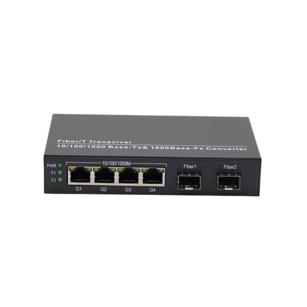 2 Port SFP Gigabit Fiber Switch 4 Port RJ45 Copper Fiber Media Converter