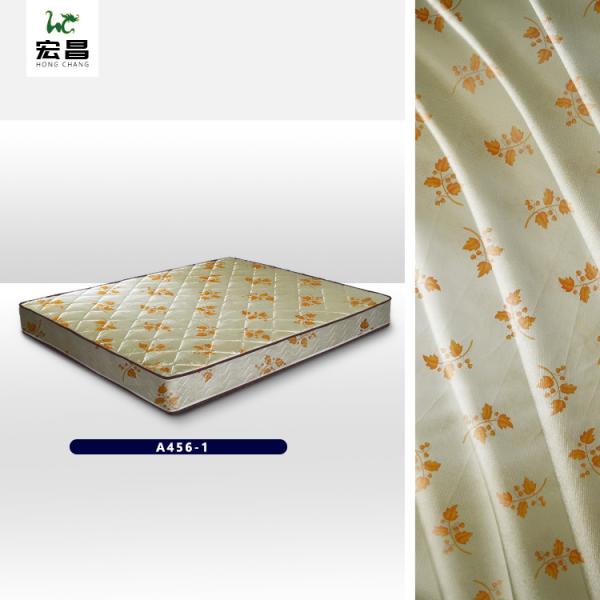 Waterproof 215cm Beige Polyester Printed Mattress Cover Fabric 70g