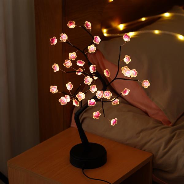 108 LED USB 3D Table-Lamp Copper Wire Christmas Fire Tree Night Light for Home Holiday Bedroom Indoor Kids Bar Decor Fairy Light