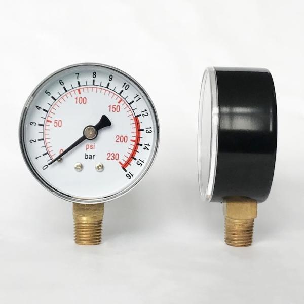 63mm Dual Scale Utility Pressure Gauge 230 Psi Bottom Connection Pressure Gauge EN837-1
