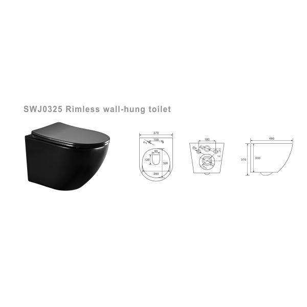 SWJ0325MB Bathroom wc Sanitary Ware white toilet bowl rimless flush for European Market