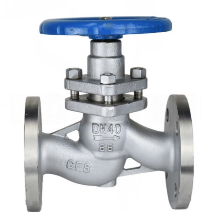 CF8 Stainless Steel Flanged Plunger Globe Valve Straight Type Chemical Corrosion Resistant Stop Valve