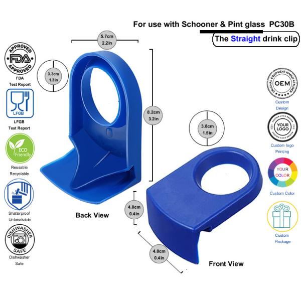 LFGB Branded Wine Accessories Blue CoronaRita Beer Bottle Holder Clip For Schooner Glass