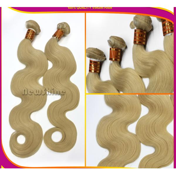 Original 100%  Brazilian Human Hair Wefts Premium Blonde 613#  Virgin Hair Body Wave Lace Closure To Match