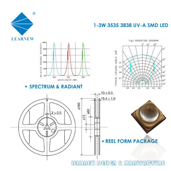 405nm СИД 1W 3W 3838 наивысшей мощности SMD УЛЬТРАФИОЛЕТОВОЕ обломок 3535 СИД