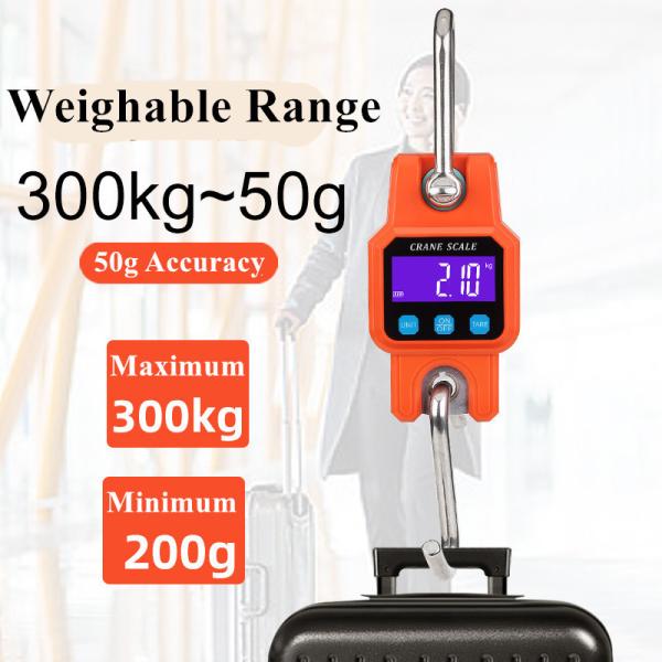 Balance de grue numérique industrielle portable à crochet, orange, 300 kg/50 g, Bluetooth 4.0, USB, en acier inoxydable
