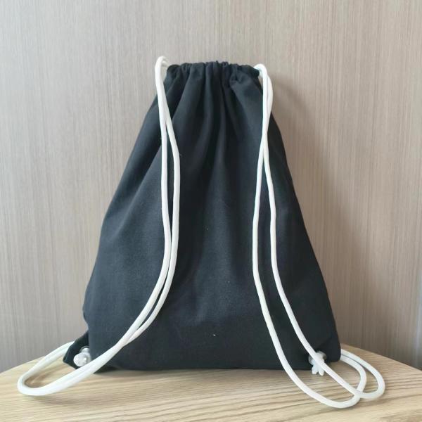 Customized Logo Pattern Cotton Canvas Drawstring Backpack Bag for Basketball Shoes