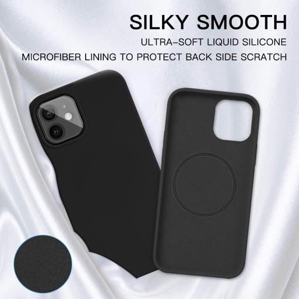 Full Protective Liquid Silicone Wireless Charger Case Built in Magnetic Ring (Supports MagSafe Wireless Charging) Black