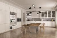 Custom Classic White Lacquered Aluminium Waterproof Residential Kitchen Cabinets For Indoor