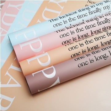 Double-sided Two-color Flower Wrapping Paper with Gradient English Design Waterproof and Durable